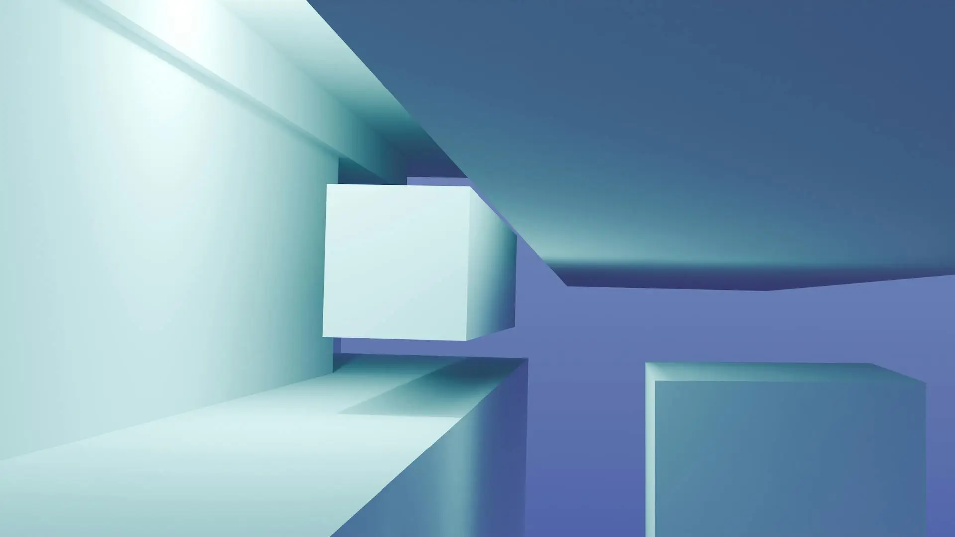Abstract geometric corridor of light representing the Genesis reasoning architecture